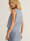 Z Supply | Sloane Jersey Denim Muscle Shirt | Medium Indigo