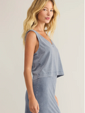 Z Supply | Sloane Jersey Denim Muscle Shirt | Medium Indigo