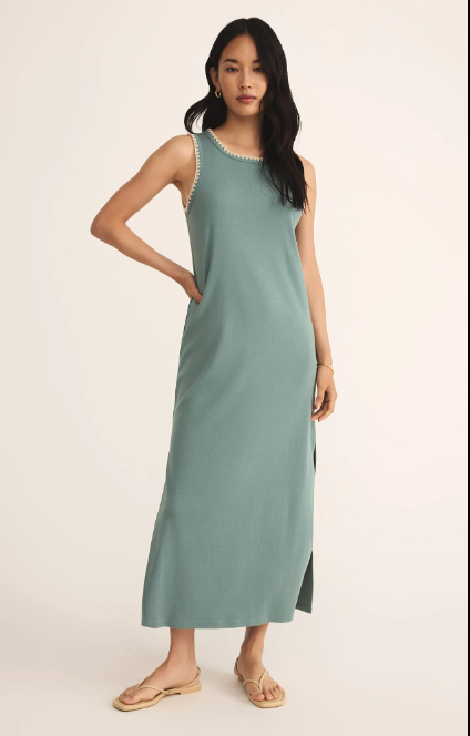 Z Supply | Delamer Whipstitch Rib Midi Dress | Sea Pine