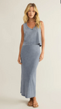Z Supply | Gail Jersey Denim Midi Skirt | Medium Indigo