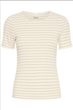 Ichi | Ihcella Short Sleeve Top | Oatmeal Stripe
