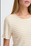 Ichi | Ihcella Short Sleeve Top | Oatmeal Stripe