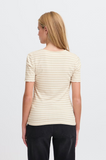 Ichi | Ihcella Short Sleeve Top | Oatmeal Stripe