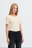 Ichi | Ihcella Short Sleeve Top | Oatmeal Stripe