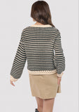 Sadie & Sage | Samantha Contrast Knit Striped Sweater | Black