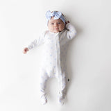 Kyte Baby | Pointelle Zippered Footie Sleeper | Sweet Blue Bow