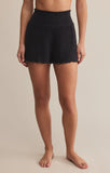 Z Supply | Dawn Smocked Ribbed Shorts | Black Sand
