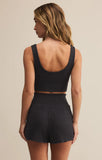 Z Supply | Zoe Silky Rib Tank Bra | Black Sand
