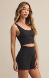 Z Supply | Zoe Silky Rib Tank Bra | Black Sand