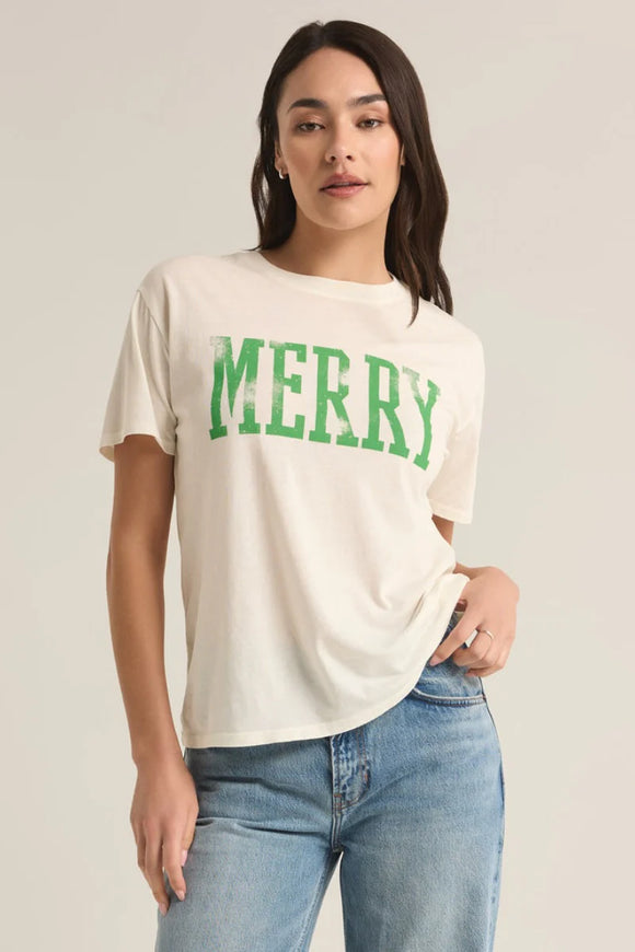 Z Supply | Merry Boyfriend Tee | Sea Salt