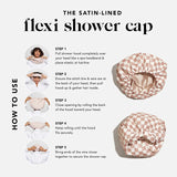 Kitsch | Satin Lined Flexi Shower Cap | Terracotta Checker