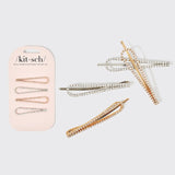 Kitsch | Metal Rhinestone Drop Bobby Pins Set | 4Pc Set