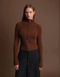 Deluc | Matt Zip Up Cardigan | Chocolate