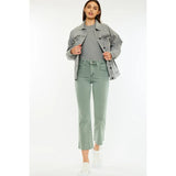 Kan Can | High Rise Olive Crop Denim Pants | KC93690V