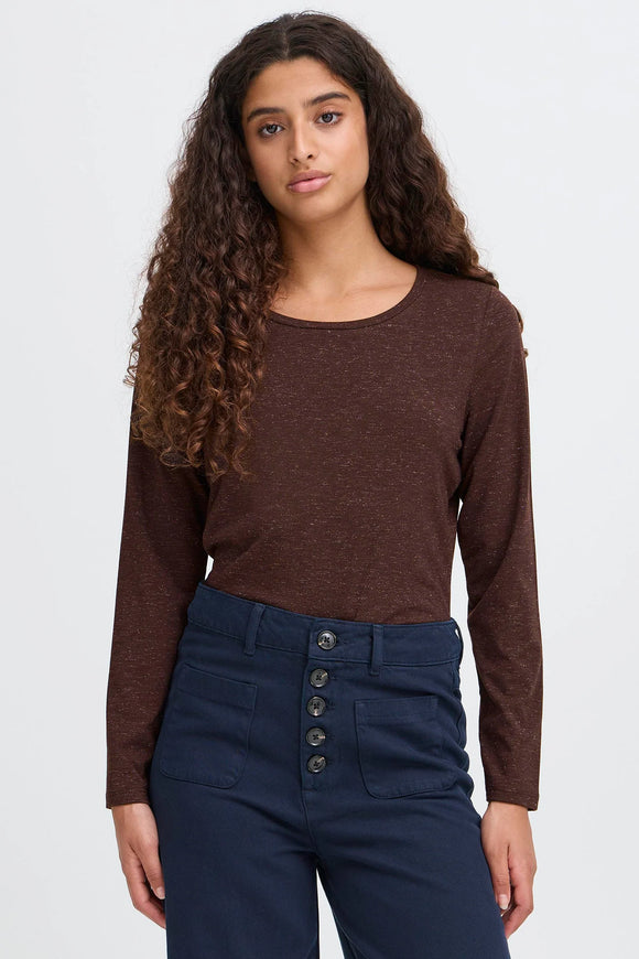 Ichi | Ihrebel Long Sleeve | Coffee Bean Brown