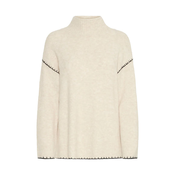 B Young | Byomea Roillneck Jumper | Birch Melange