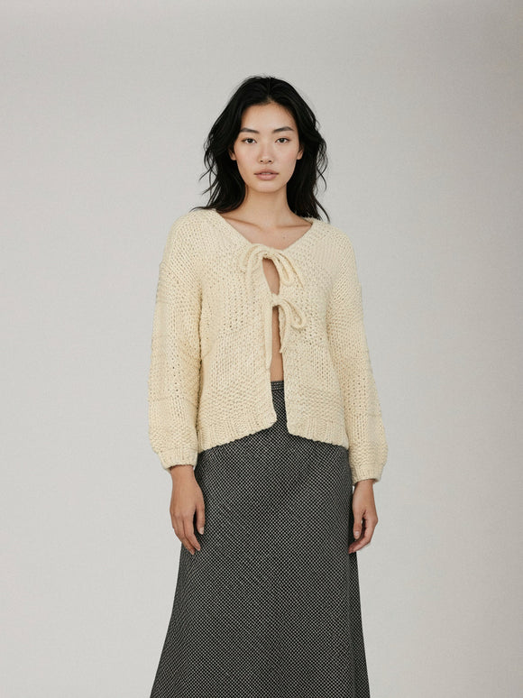 Sadie & Sage | Iggy Chunky Tie Front Cardigan | Ivory