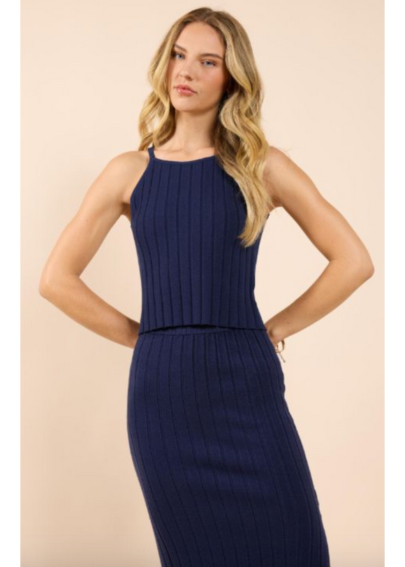 Sadie & Sage | No Bad Days Ribbed Sweater | Navy | AH1416