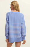 Z Supply | Weekender V Neck Sweater | Barcelona Blue Stripe